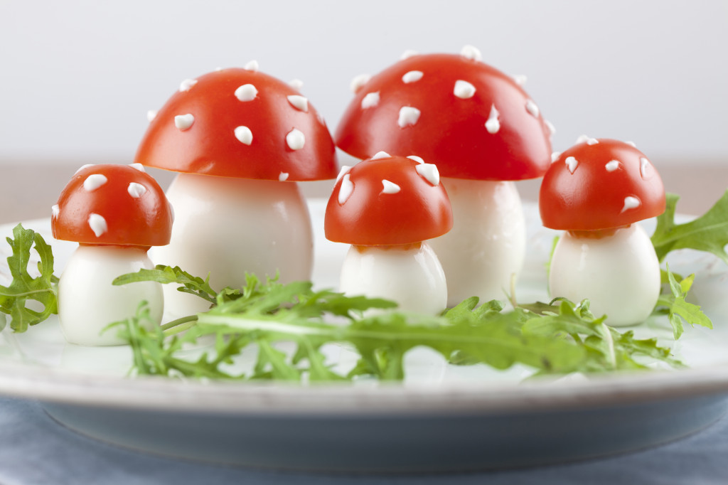 Tomato and egg fly agaric mushrooms